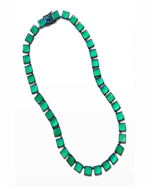 Nakard Large Tile Riviere Necklace In Green Onyx