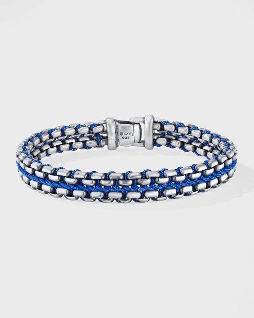 David Yurman Blue Woven Box Chain Bracelet In Silver, 12mm for men