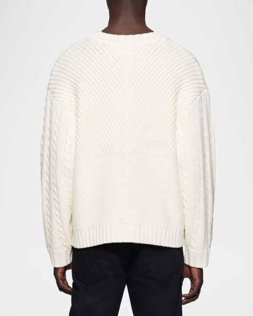 Purple White Apos;S Wool Cable Sweater for men