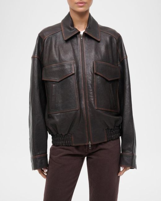 Staud Black Eugene Leather Jacket