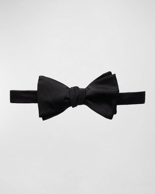 Eton of Sweden Black Solid Grosgrain Bow Tie-ready Tie for men