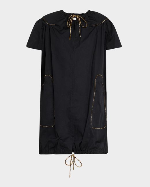 Dries Van Noten Black Dattia Short-Sleeve Mini Peasant Dress