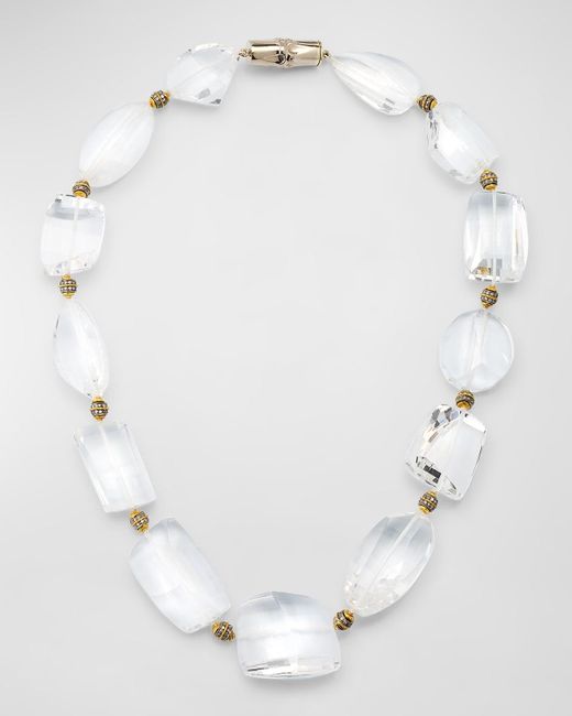 Verdura White 18K Rock Crystal And Diamond Necklace