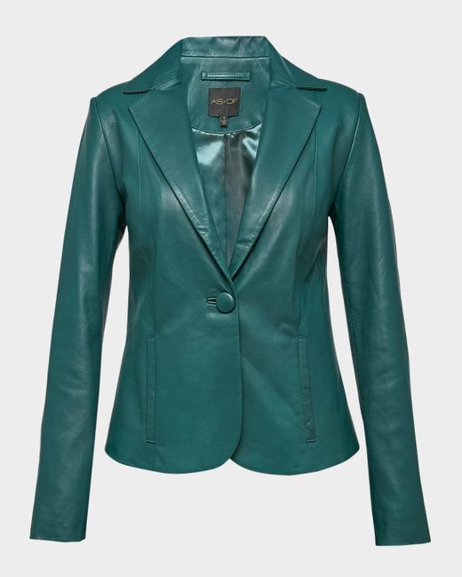 AS by DF Telly Upcycled Leather Blazer in Green Lyst