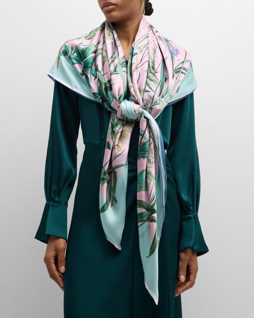 St. Piece Green Vanessa Double-sided Silk Scarf