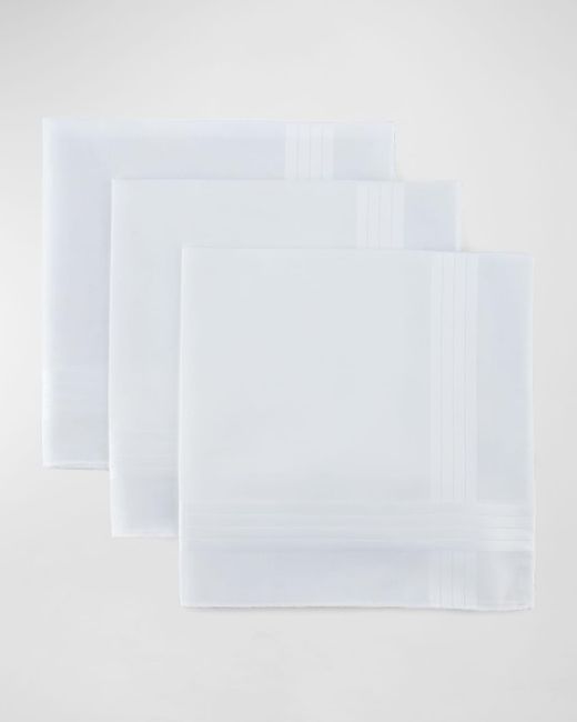Neiman Marcus White Set Of Three Handkerchiefs for men