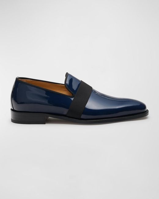 Di Bianco Blue Catania Patent Leather Loafers for men
