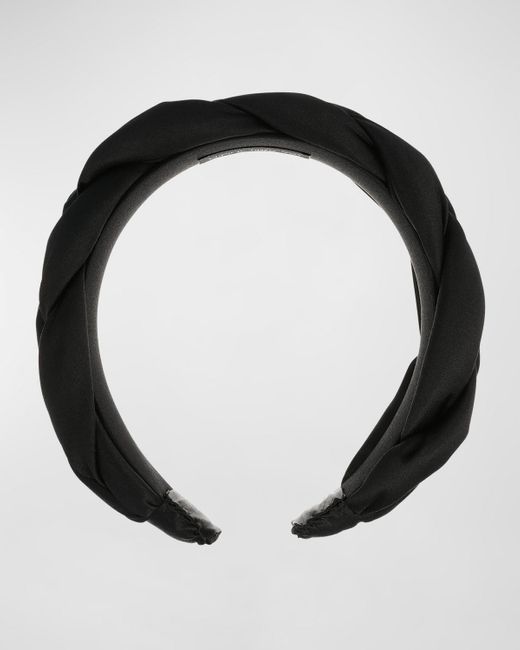 L. Erickson Black Silk Charmeuse Braided Headband