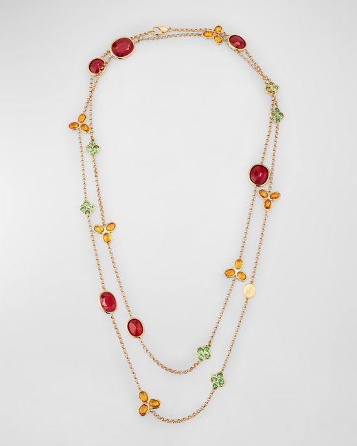 Alexander Laut White 18K Sapphire, Sapphire And Tsavorite Long Necklace