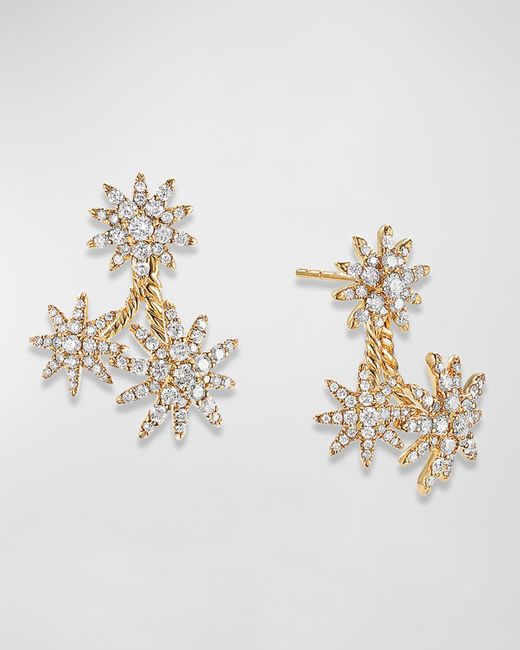David Yurman Metallic 18k Diamond Starburst Cluster Earrings