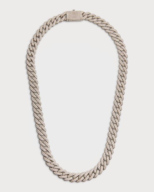 Neiman Marcus Multicolor 18k White Gold Diamond Curb Link Chain, 22"l