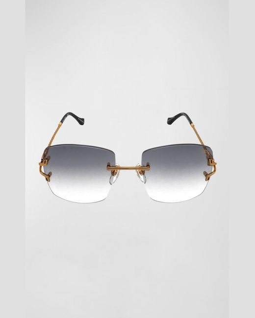 Vintage Frames Company Metallic Vf Bal Harbour Rectangle Rimless Sunglasses for men