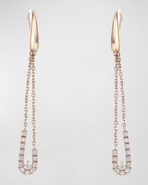 Krisonia White 18k Rose Gold Chain Earrings With Diamonds
