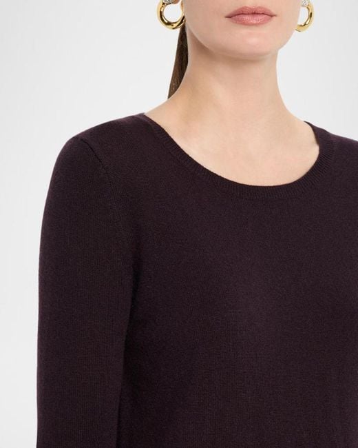 Neiman Marcus Black Cashmere Basic Crewneck Top