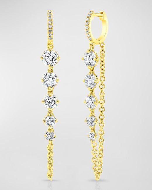 Rahaminov Diamonds Multicolor 18k Yellow Gold Round Diamond Chain And Huggie Earrings
