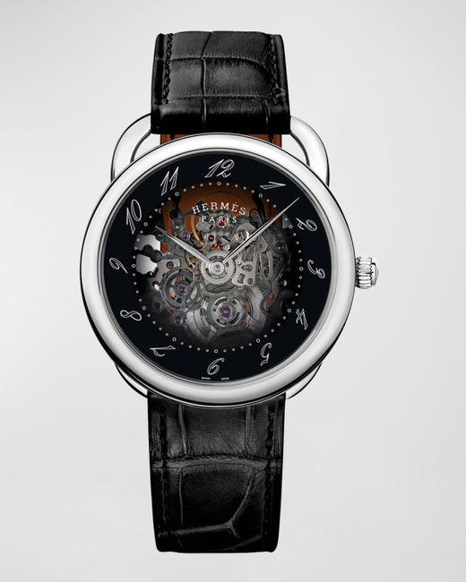 Hermès Black Arceau Squelette Watch, 40 Mm for men
