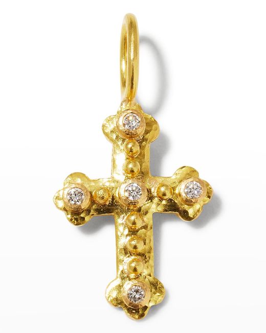 Elizabeth Locke Metallic Diamond Byzantine Cross Pendant