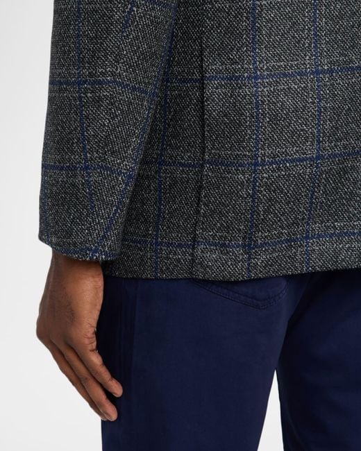 Cesare Attolini Blue Apos;S Windowpane Wool Two-Button Jacket for men