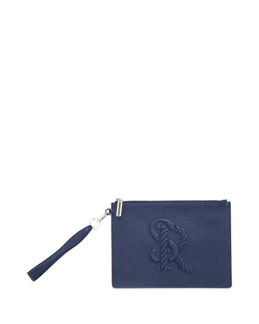 Stefano Ricci Blue Small Logo Leather Zip Wallet for men