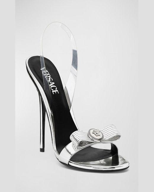 Versace Gianni Ribbon Metallic Halter Sandals