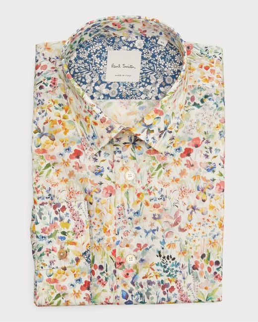 Paul Smith Multicolor Liberty Classic Fit Organic Cotton Sport Shirt for men