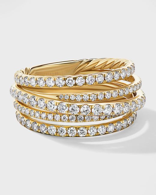 David Yurman Metallic Pave Crossover Ring With Diamonds In 18k Gold, 11mm, Size 8