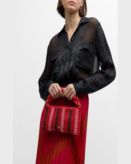 Cult Gaia Red Hera Nano Beaded Shoulder Bag