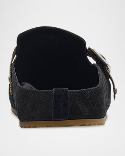 Burberry Black Apos;S Urchin Suede Check-Strap Clogs for men