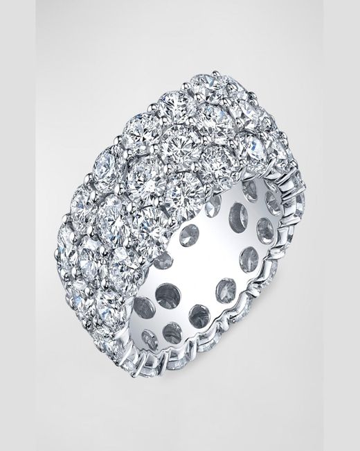 Neiman Marcus Metallic Platinum Stacked Diamond Eternity Ring, Size 6