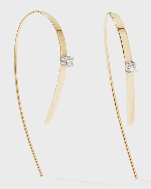 Lana Jewelry White Small Flat Forward Facing Hooked On Hoop Earrings With Diamonds