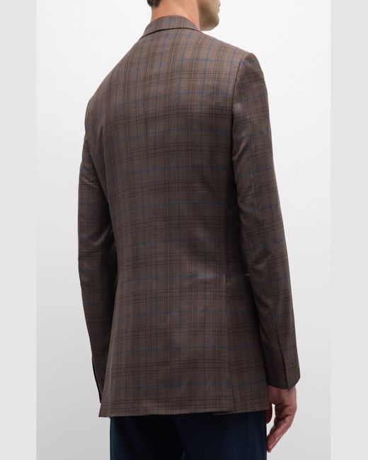 Brioni Brown Plaid Wool Sport Coat for men