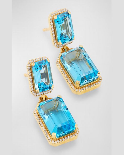 Goshwara Blue Gossip Emerald-Cut Topaz Diamond Earrings