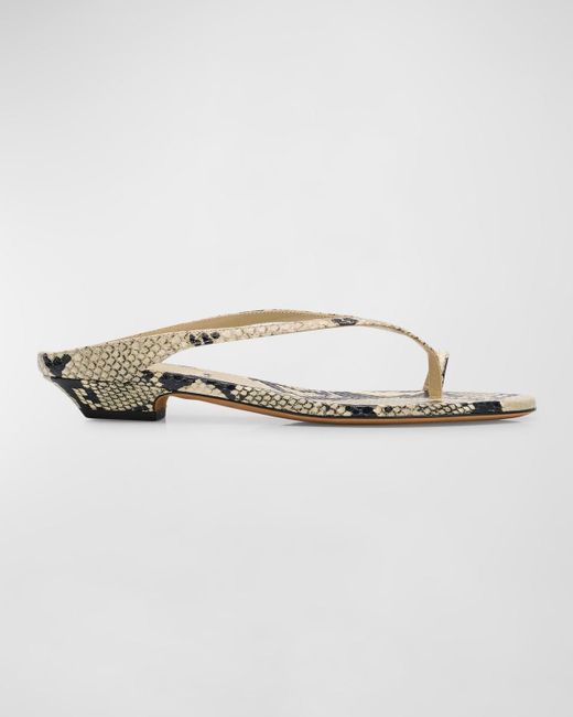 Khaite Metallic Marion Python-Embossed Slide Sandals