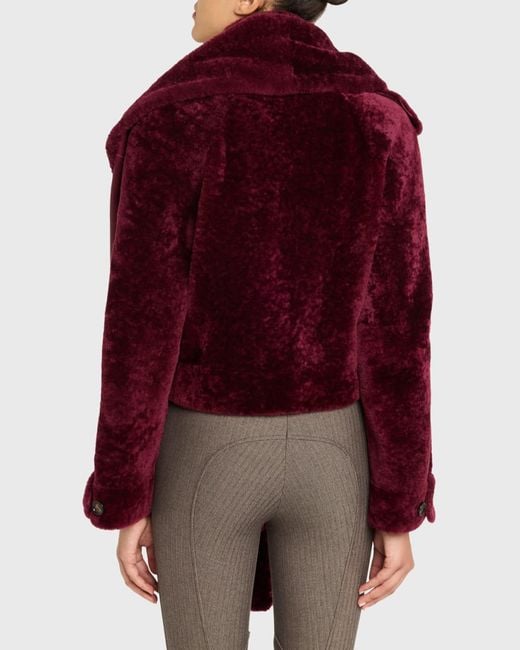 Burberry Red Lamb Shearling Single-Breasted Jacket
