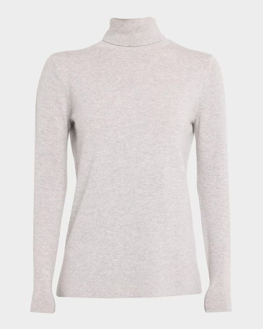 Neiman Marcus White Cashmere Basic Turtleneck Top