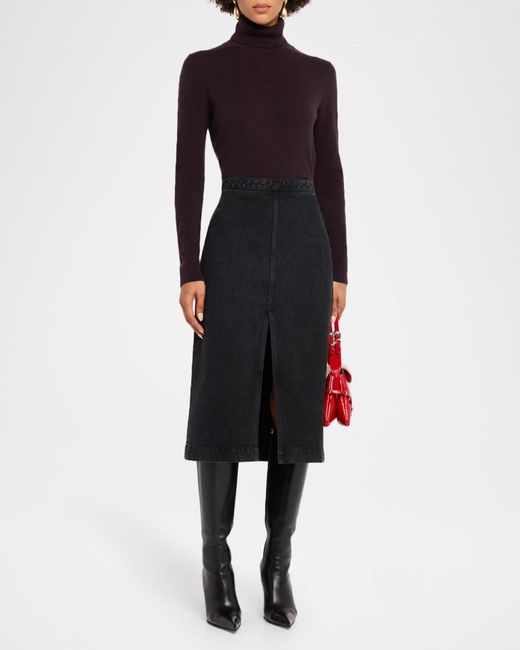 Neiman Marcus Blue Cashmere Basic Turtleneck Top