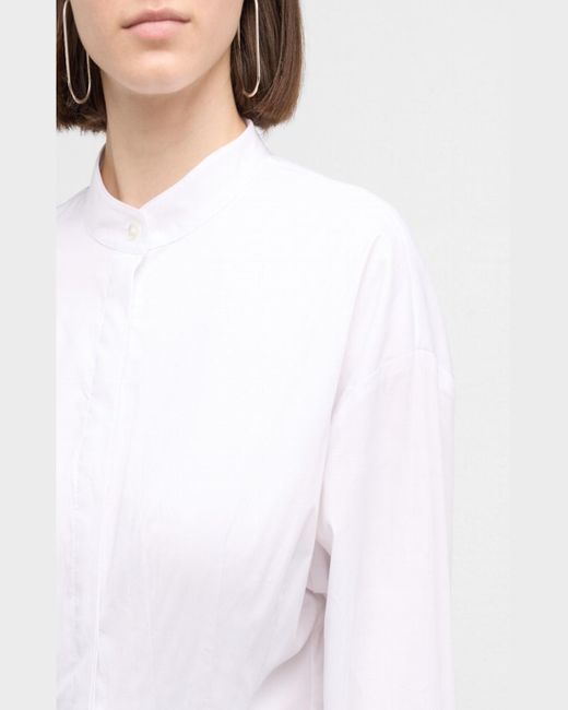 Staud White Lorenza Cotton Poplin Midi Shirt Dress