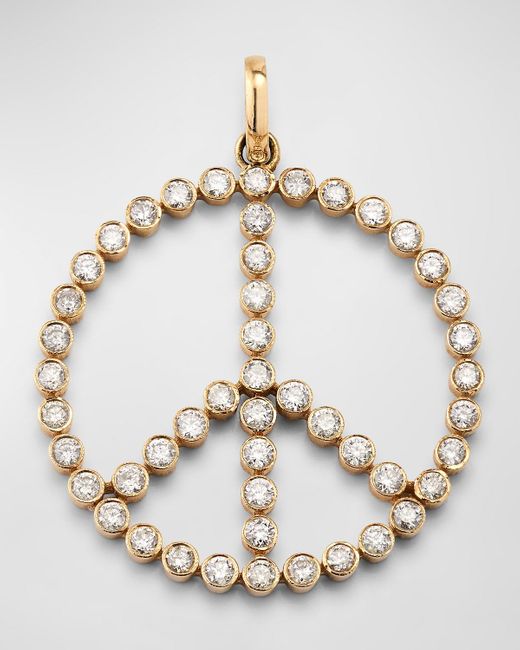 Siena Jewelry Metallic 14K Large Peace Sign Bezel Diamond Pendant