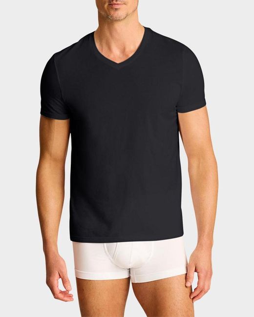 Commando Black Apos;S Premier Stretch-Cotton V-Neck Undershirt for men
