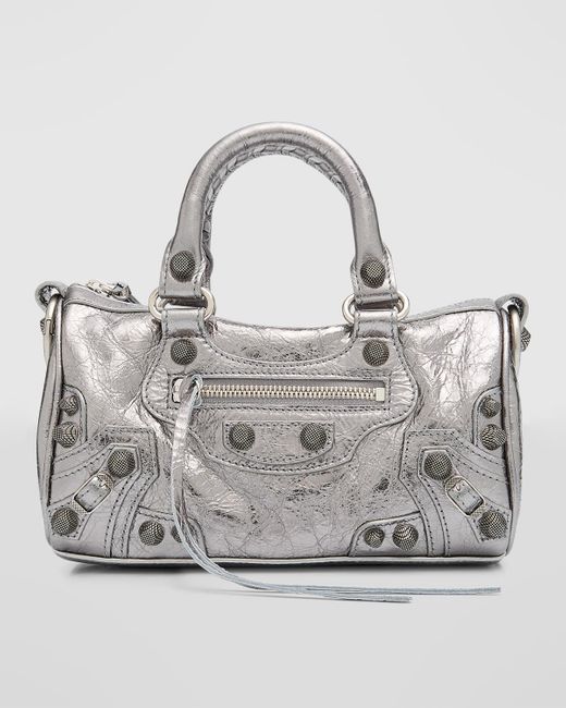 Balenciaga Gray Le Cagole Mini Duffle Bag Metallized