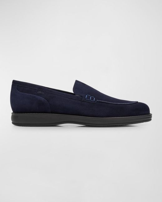 Brioni Blue York Suede Loafers for men