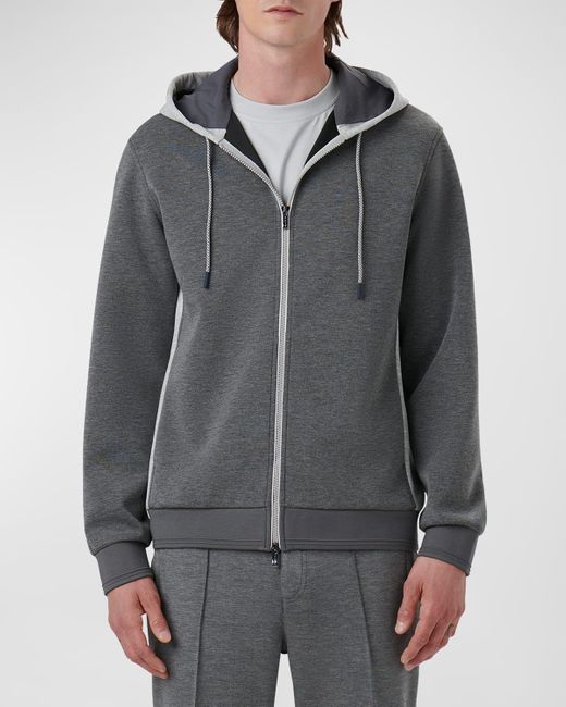 Bugatchi Gray Soft Touch Full-Zip Hooded Jacket for men
