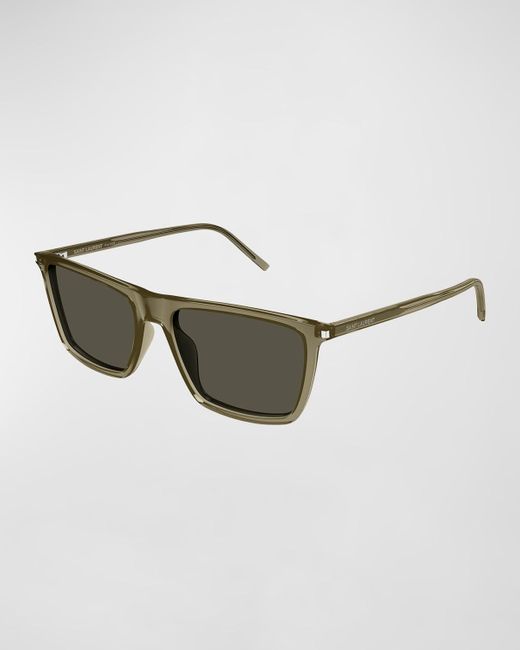 Saint Laurent Brown Sl 668 Acetate Rectangle Sunglasses for men