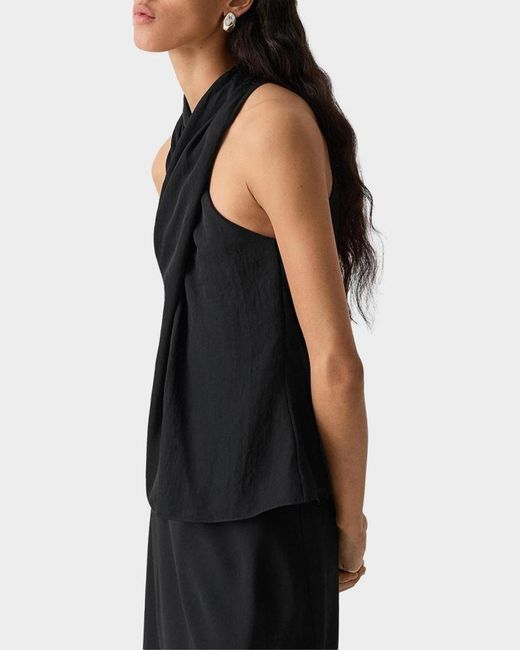 Theory Black Halter Solid Sleeveless Top