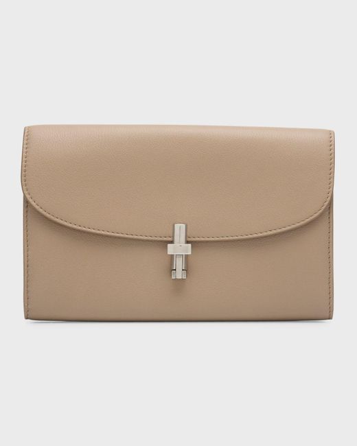 The Row Natural Sofia Continental Wallet In Grainy Leather