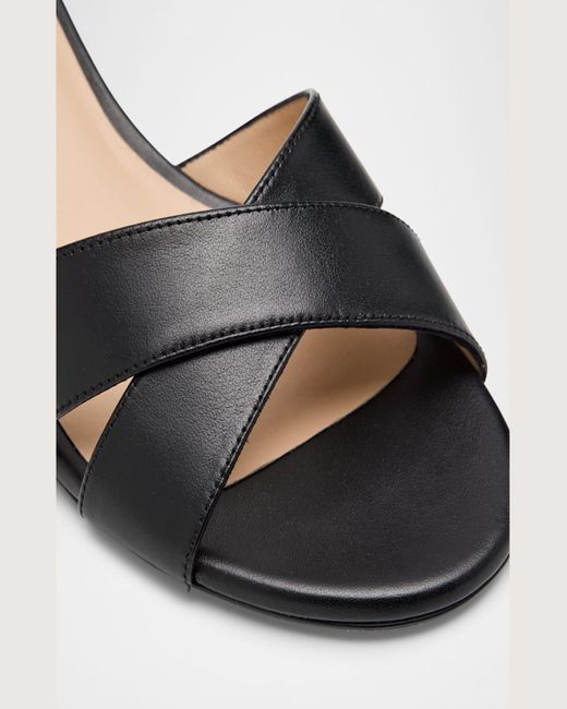 Stuart Weitzman Black Dayna Leather Crisscross Sandals