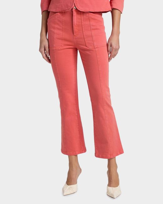 Cinq À Sept Red Wallace Bootcut Crop Jeans