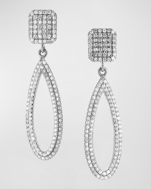 Sheryl Lowe White Sterling Silver Pave Diamond Open Pear Drop Earrings