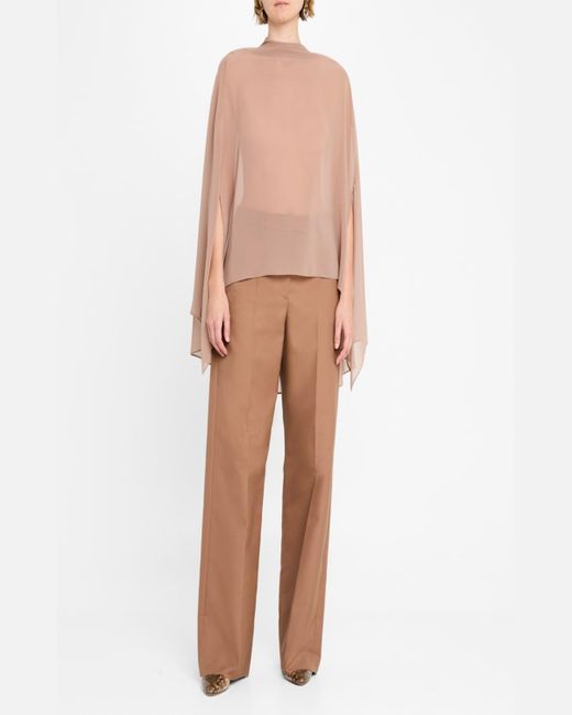 LAPOINTE Pink Lightweight Georgette Oversized Cape Top