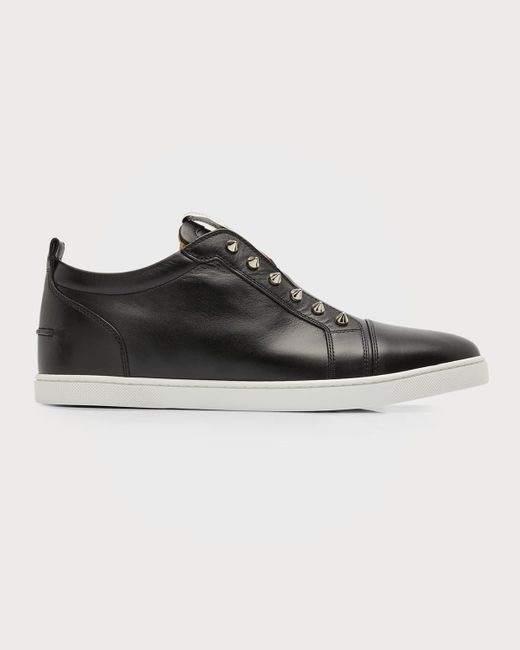 Christian Louboutin Black Spiked Leather Slip-on Sneakers for men